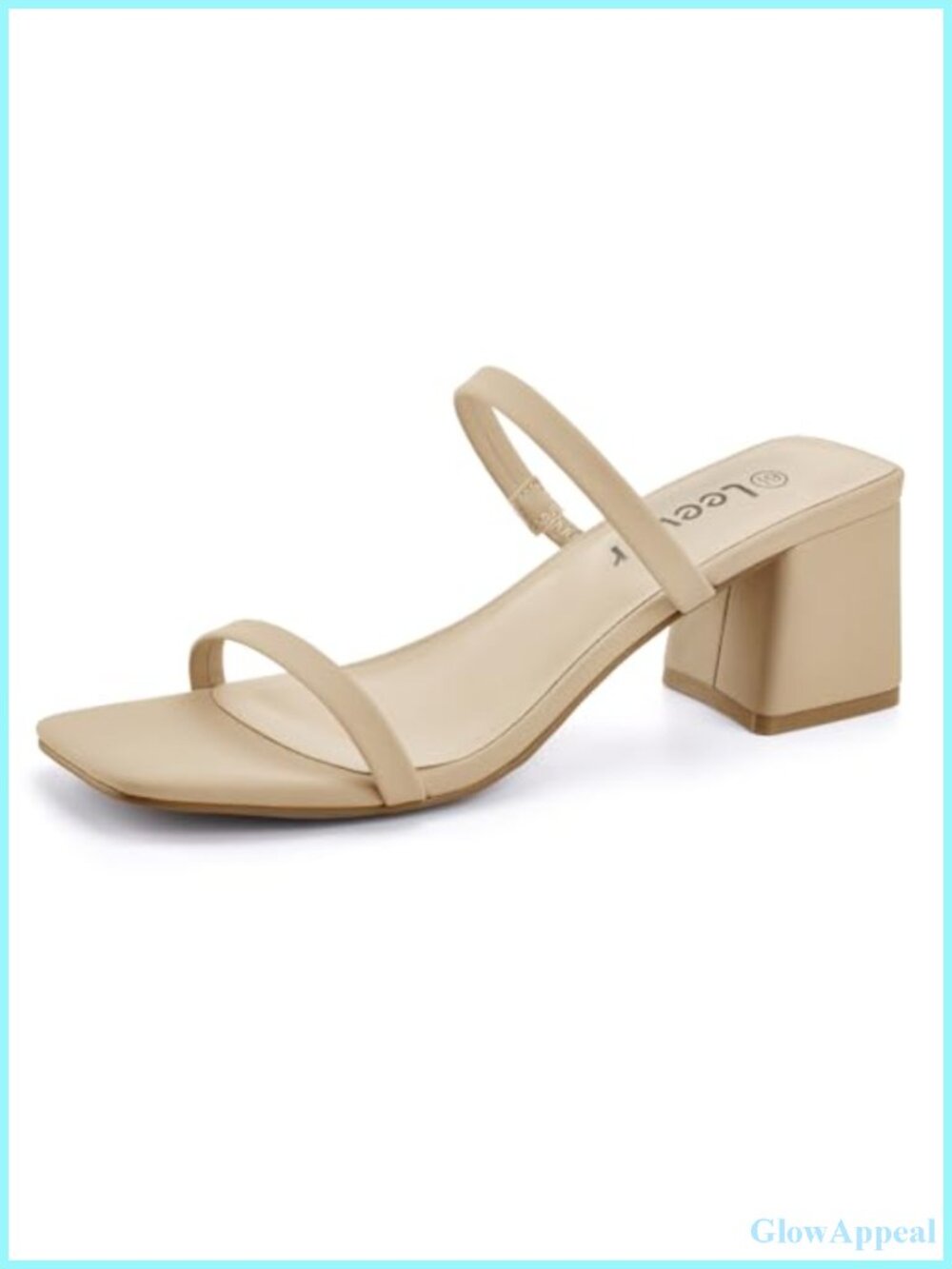 Leevar Women's Square Open Toe Strappy Slip On Block Heel Sandals 2.25 Inch